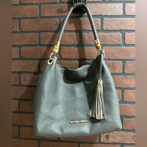 Elaine Turner Blue Leather Y2K Slouch Hobo Shoulder Bag Handbag Purse